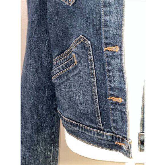 Levis Trucker Jean Jacket Blue Denim Jean Medium Wash Pockets Sz Junior Large - Picture 3 of 7
